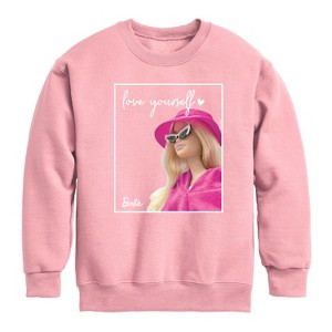 Boys' - Barbie - Love Yourself Graphic Long Sleeve Fleece Sweatshirt - 1 of 4