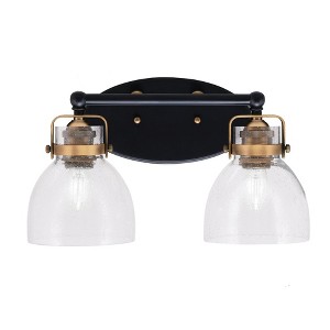 Toltec Lighting Easton 2 - Light Vanity in  Matte Black/Brass with 6" Clear Bubble Shade - 1 of 1