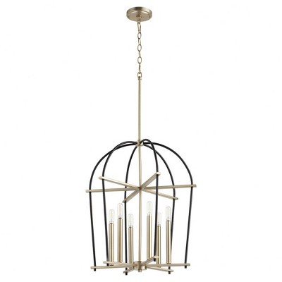 Quorum Lighting Espy 6 - Light Chandelier in  Noir/Aged Brass