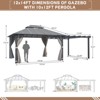 EROMMY 14 Ft. W x 12 Ft. D Aluminum Gazebo with 12 Ft. W x 10 Ft. D Pergola - 3 of 4