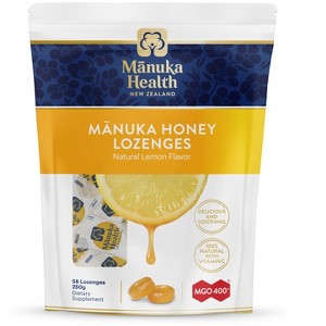 Manuka Health Manuka Honey Lozenges, Natural Lemon, MGO 400+ with Vitamin C, 58 Lozenges - 1 of 4