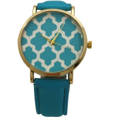 OLIVIA PRATT GEOMETRIC PATTERN LEATHER STRAP WATCH