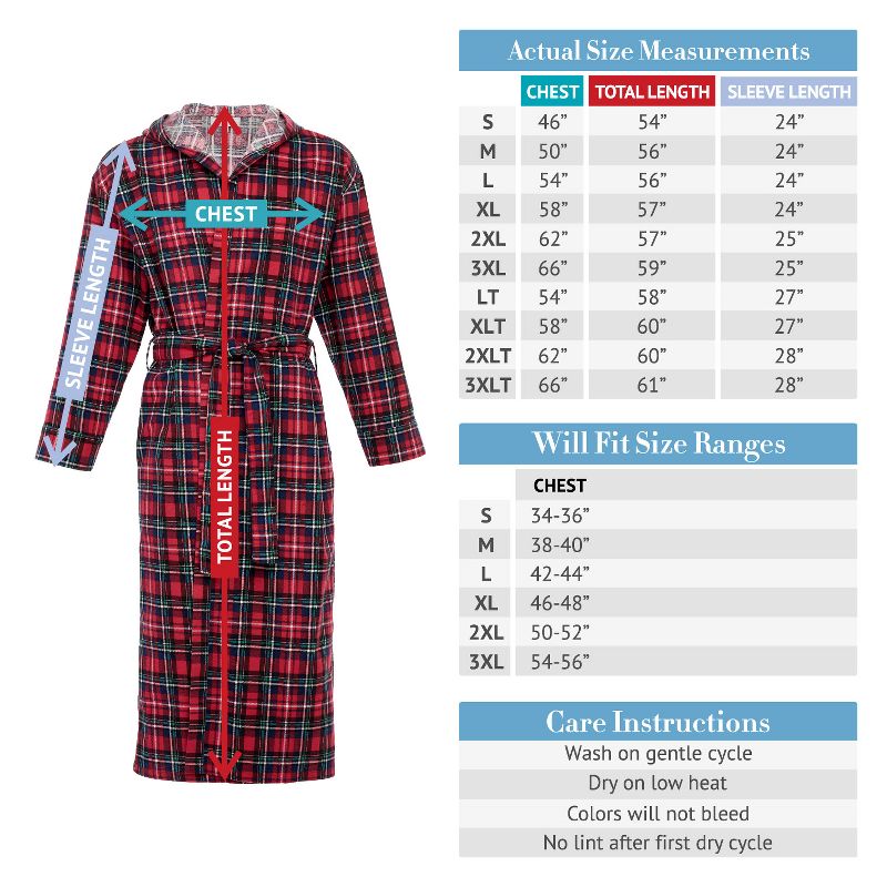 Men's Hooded Flannel Robe, Soft Cotton, 5 of 6