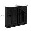 39" Narrow Fluted Sideboard with Arched Doors,Mid Century Modern Buffet Cabinet for Entryway Kitchen Hallway-Baofuwish - 4 of 4