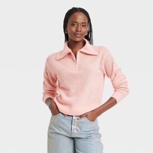 Women's Quarter Zip Collared Pullover Sweater - Universal Thread™ - 1 of 3