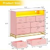 Wooden Modern 7 Drawers Long Dresser with Charging Station and Led Lights Design, Wide Dresser for Living Room, Hallway - 2 of 4