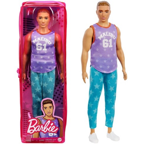 Barbie Ken Fashionista Doll Purple Malibu Top And Blue Starred Joggers Target