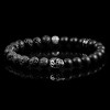 Crucible Men's Skull with Lava and Matte Onyx Stone Beads Stretch Bracelet (8mm) - 3 of 4