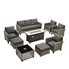 XIZZI Outdoor Sectional Sofa Set, Modular Outdoor Wicker Sofa Set with Optional Solar Table, Ottomans or Fire Pit in 6 Colors, All-Weather Design - 2 of 4