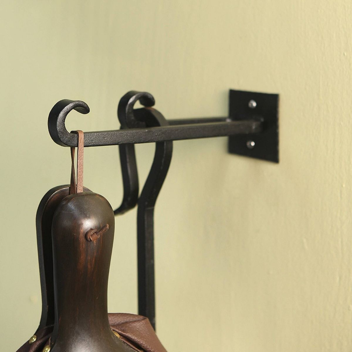 ACHLA Designs 2pc Iron Lodge Double Bracket and Multiple Hooks Black 2.5"x10" - thumbnail 2