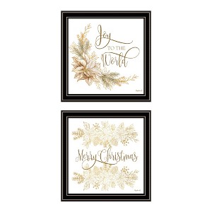 Whisen 2- Piece Vignette Golden Merry Christmas Black Framed Wall Art, Home Decor by Mollie B - 1 of 4