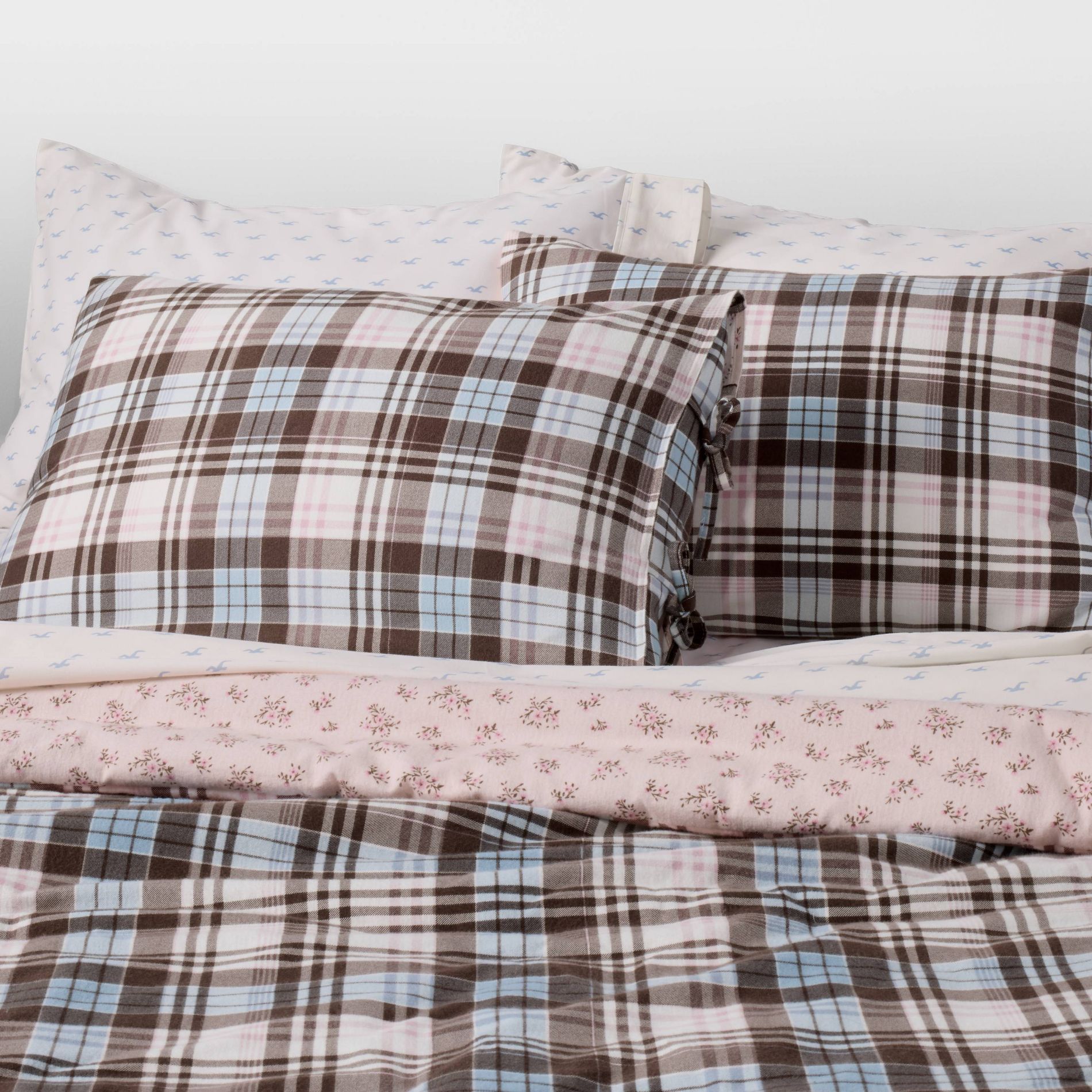 Reversible Brushed Cotton Comforter Set Pink Plaid - The Hollister Collection at Target