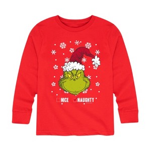 Boys' - Dr. Seuss - The Grinch Naughty Or Nice Long Sleeve Graphic T-Shirt - 1 of 4