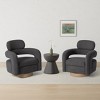 WestinTrends Alexandria Mid-Century Modern Faux Shearling Swivel Barrel Accent Chair (Set of 2) - 2 of 4