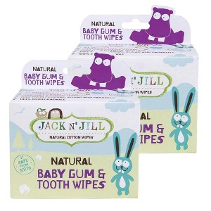 Jack N' Jill Natural Baby Gum & Tooth Wipes | Natural Cotton Baby Wipes | Formulated For Young Mouths - 25 Wipes (PACK OF 2) - 1 of 2