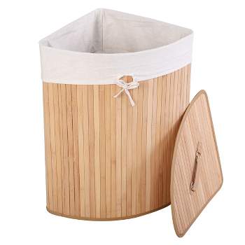 Tangkula Bamboo Hamper Laundry Basket Washing Clothes Storage Bin