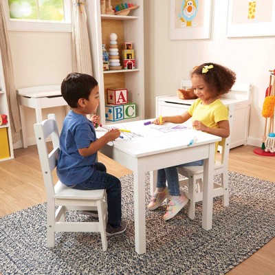 White Wooden Kids Table and Chairs Set