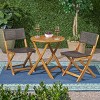 3-Piece Foldable Patio Conversation Set with 2 Wicker Chairs and Wood Coffee Table, Compact Outdoor Furniture for Balcony or Porch–The Pop Home - 2 of 4