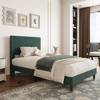 Full Size Bed Frame, with Upholstered Headboard and Strong Metal Slats Support, No Boxing Spring Needed, Easy Assembly, Beige - 3 of 4