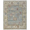 Blue Ivory and Yellow Wool Floral Hand Knotted Area Rug With Fringe - 4 of 4