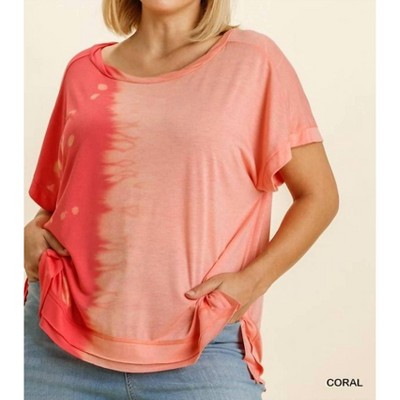 Women's Contrast Short Sleeve Top - Plus - umgee