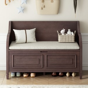 Whisen Rustic Style Entryway Multifunctional Storage Bench with Hidden Storage Space and Safety Hinge - 1 of 4