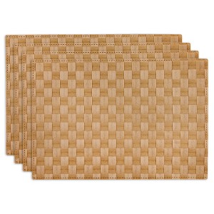 DII Basketweave PVC Placemat Set 4 Piece, Natural, 17.4x11.9" - 1 of 4