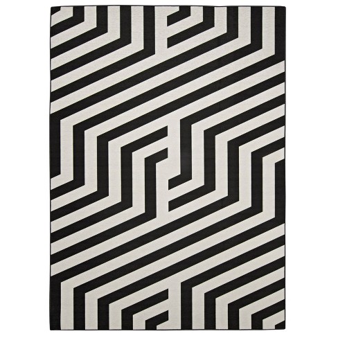 2'x3' Jasile Washable Outdoor Rug Ivory/Black - Linon