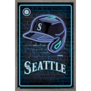 Trends International MLB Seattle Mariners - Neon Helmet 23 Framed Wall Poster Prints - 1 of 4