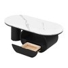 Grungis Oval Coffee Table with Storage Drawer and 2 Bases,Modern End Table for Living Room,Offices - 4 of 4