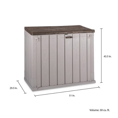 Taupe Gray and Brown Lockable Plastic Storage Shed with Wheels