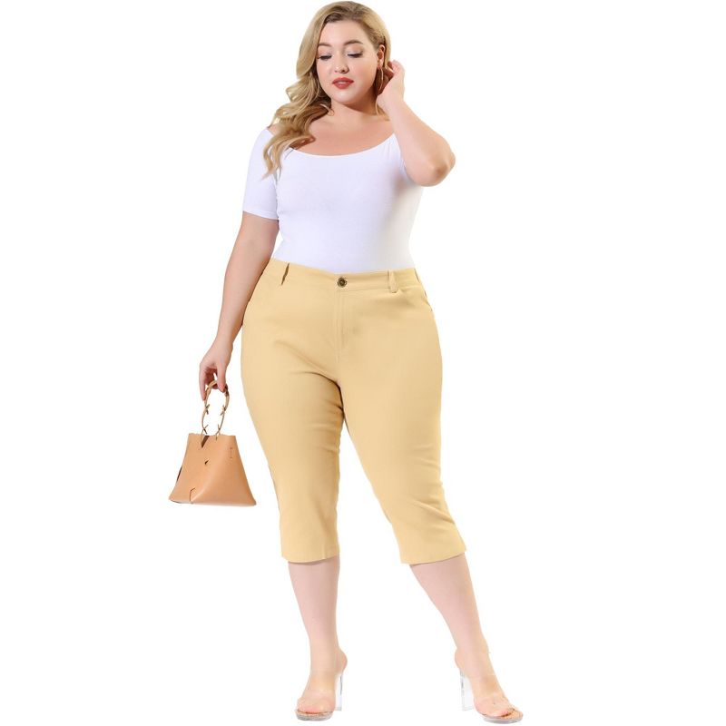Agnes Orinda Plus Size Dress Pants for Women 2023 Slim Business Work Pull On Capri Pant, 3 of 7
