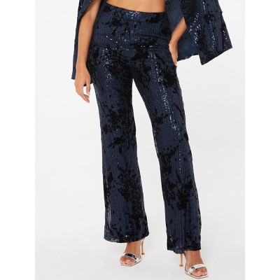 Quiz Women's Sequin Flock High-waist Flared Trousers : Target