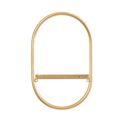 White and Gold Modern Floating Wall Shelves Set of 2
