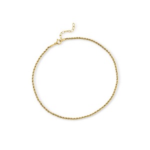 Pure Collection by Ross-Simons Italian 1.6mm 14kt Yellow Gold Rope-Chain Anklet Size 9 - 1 of 4