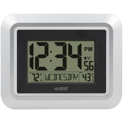 La Crosse Technology® Atomic Digital Wall Clock with Indoor/Outdoor Temperature in Silver