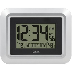 La Crosse Technology® Atomic Digital Wall Clock with Indoor/Outdoor Temperature in Silver - 1 of 4