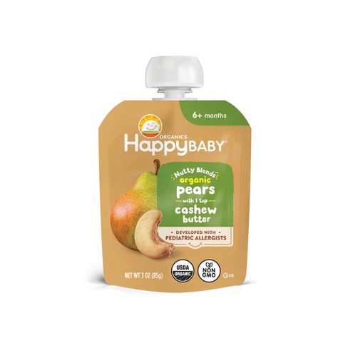 Happy Family Nutty Blends Organic Pears & Cashew Butter Baby Food Pouch - 3oz - image 1 of 4