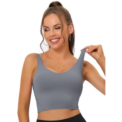 Allegra K Women's Workout Fitness Longline Wireless Padded Yoga Sports Bra