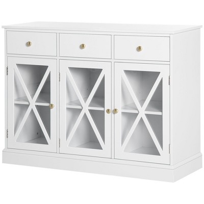 Okak Barn Door Style Buffet Cabinet with Storage for Living Room 34.5" Farmhouse Kitchen Sideboard Cabinet with Adjustable Shelf