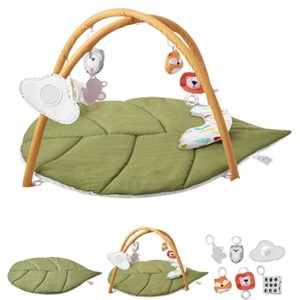 Leaf-Shaped Baby Play Gym Mat with 6 Sensory Toys, Tummy Time Pillow, Soft Washable Activity Mat for Newborn to 18 Months - 1 of 4