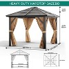 10x10 FT Hardtop Gazebo for Patio, Outdoor Polycarbonate Canopy with Aluminum Frame, Netting & Curtains, Permanent Garden Pavilion for Deck, Lawn - 4 of 4
