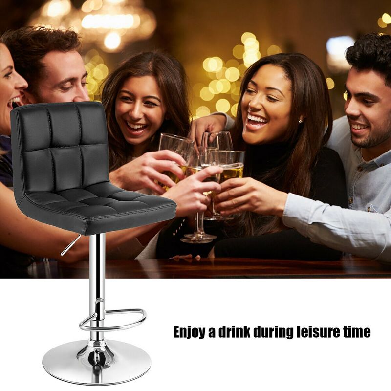Costway Adjustable Armless Bar Stool Swivel Kitchen Counter Bar Chair PU Leather Black, 5 of 10