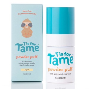 T is for Tame - Powder Puff Dry Shampoo for Babies & Kids, Gentle Formula with Arrowroot Powder & Activated Charcoal, Mess-Free Application, 1 oz. - 1 of 4