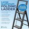 Step Ladder Modern  - Beautiful Gray Wood - Silver & Black Aluminum  - By SORFEY - 3 of 4