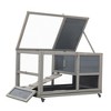 FURNIinspire Pet Crates and Houses, 2-Tier Rabbit Hutch on Wheels, Bunny Cage with Ramp, Tray, Doors, Openable Top, Gray, 35.44"*19.7"*21.65" - 3 of 4