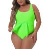 Agnes Orinda Women's Plus Size Flattering High Waisted Tie One Piece Swimwear Sets - 2 of 4