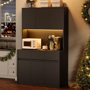 Whizmax 71" Tall Kitchen Pantry Cabinet, Kitchen Hutch Storage Cabinet, Food Pantry Cabinet with Microwave Stand, Adjustable Shelves, Handless Design - 1 of 4
