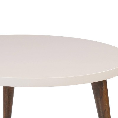 24" Round Off-White Mango Wood Coffee Table with Tapered Legs