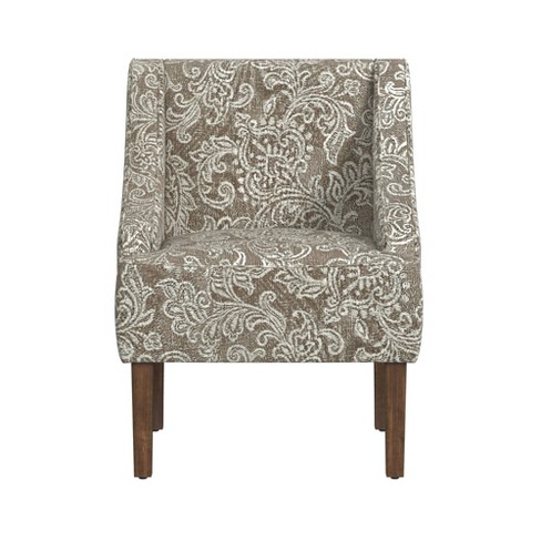 Classic Swoop Arm Chair Jacobean Print Brown HomePop